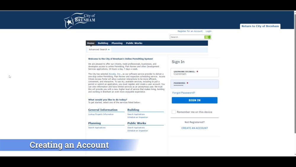 creating an account-web